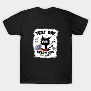 Funny Test Day Everything Is Fine Stressed Student T-Shirt